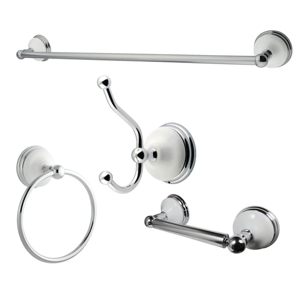 Victorian 4-Piece Bathroom Hardware, Chrome